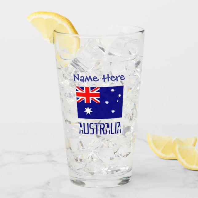 Verre Australie Drapeau Australien Bleu Personnalisation (Devant glace)