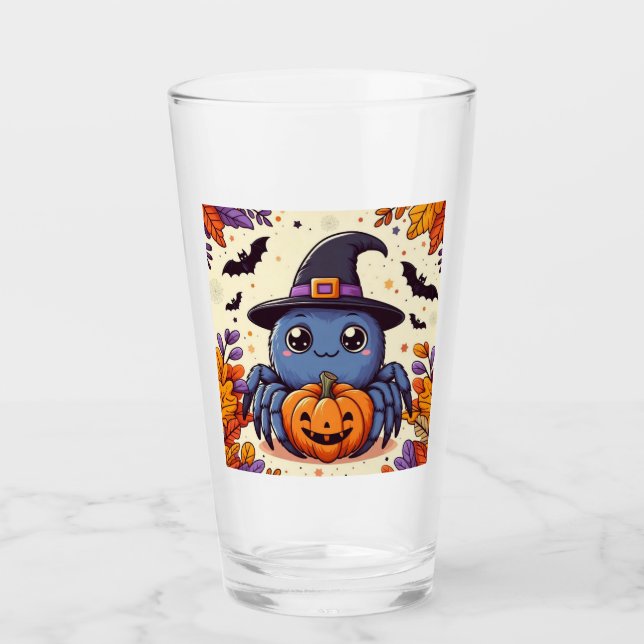 Verre Automne/automne/araignée/sorcière/halloween (Devant)