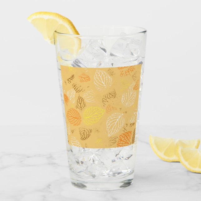 Verre Automne, Motif Feuille 4 (Devant glace)