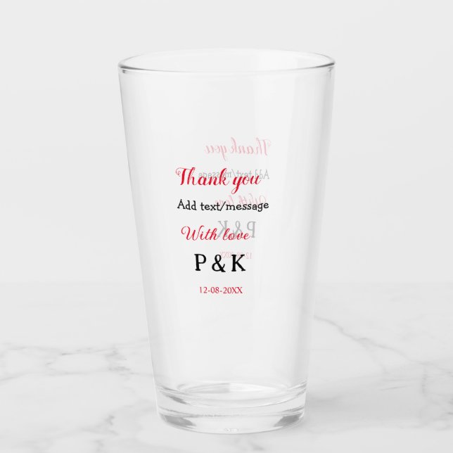 Verre Avec amour ajouter lettre du nom du couple merci a (Devant)