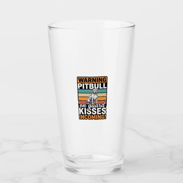 Verre Avertissement Pitbull Bisous à venir Design de chi (Devant)