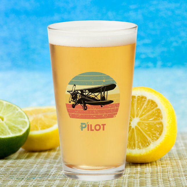 Verre Avion vintage Retro Sunset Pilote Anniversaire Amu (Créateur téléchargé)