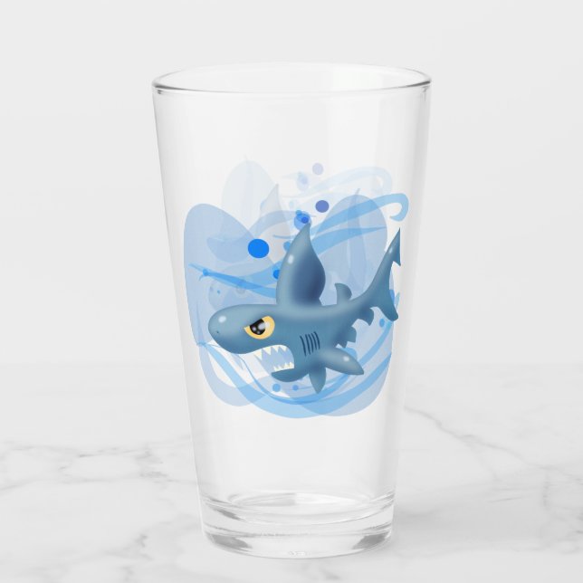 Verre Awesome Cartoon Shark (Dos)