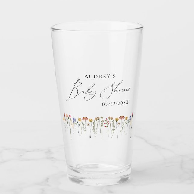 Verre Baby shower Fleur sauvage coloré (Devant)
