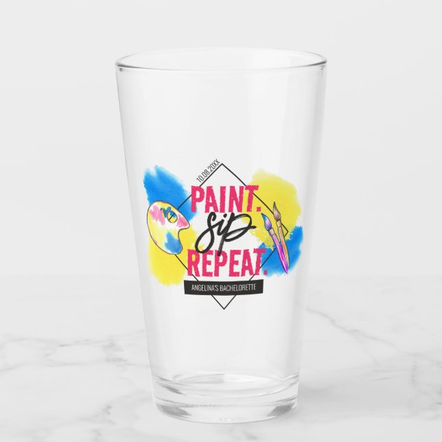 Verre Bachelorette Peinture et Sip Merci Party Favoriser (Devant)