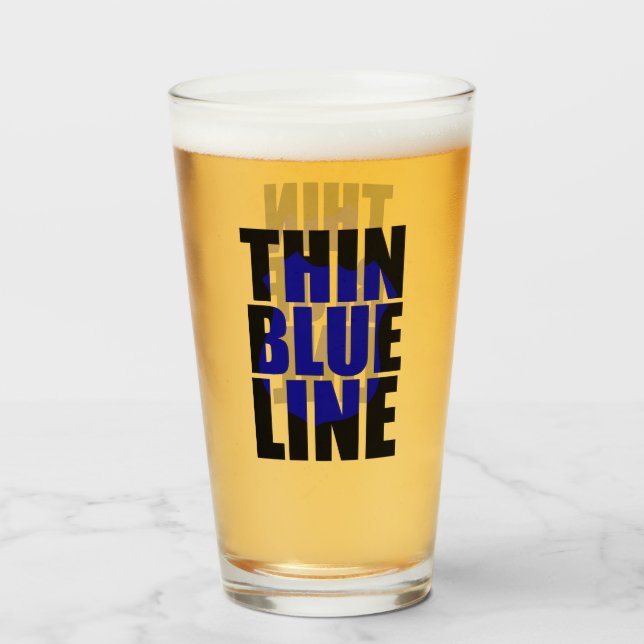 Verre Badge de soutien à la police Thin Blue Line (Devant (rempli))