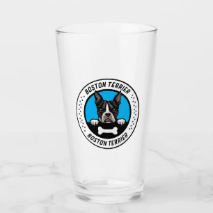 Verre Badge d'illustration de Boston Terrier Peeking
