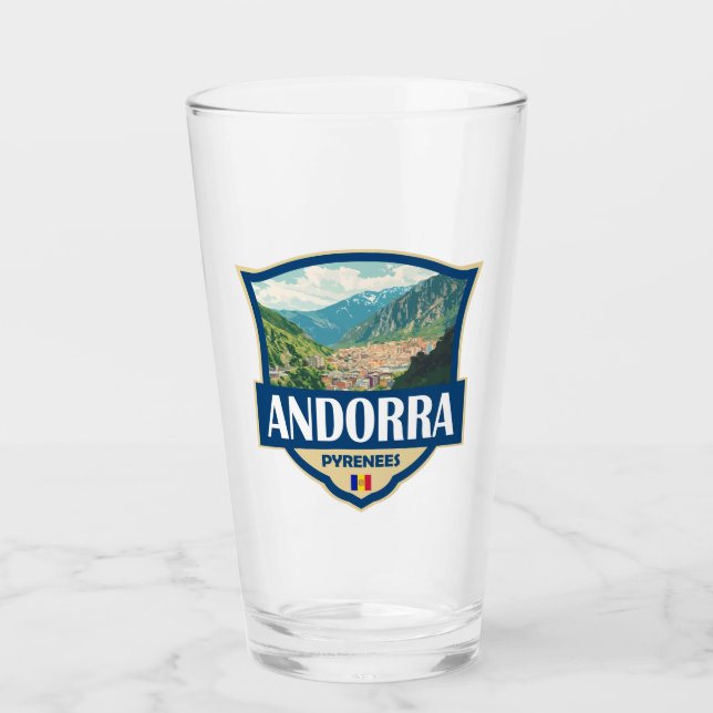 Verre Badge rétro illustrant Andorre (Devant)