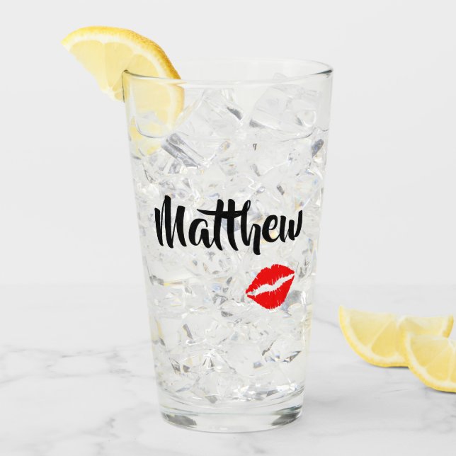 Verre Baisers pour lui Lipstick Print (Devant glace)