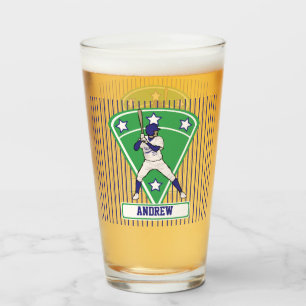 Verre Bal de base-ball bleu et blanc personnalisé