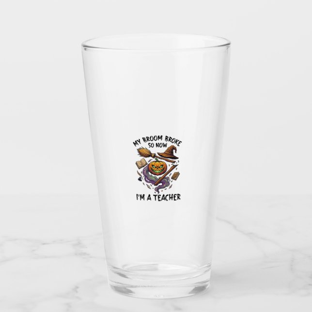 Verre Balai Cassé Professeur Halloween Citrouille Chapea (Devant)