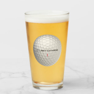 Verre Balle de golf blanche texturée avec nom et numéro