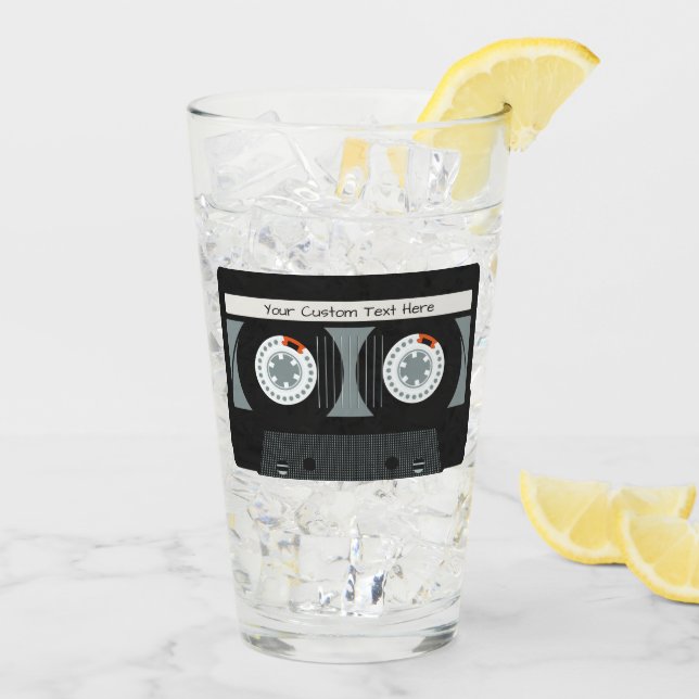 Verre Bande Casette Retro texte personnalisé (Dos glace)