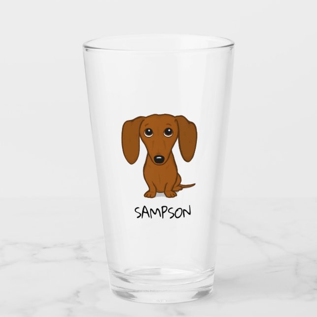 Verre Bande dessinée mignonne de chien de saucisse du (Devant)