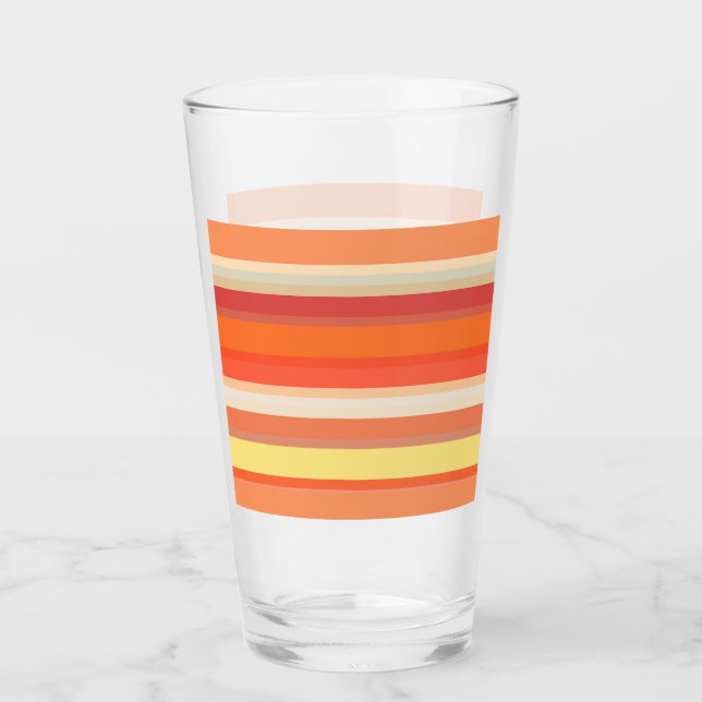 Verre Bandes rouges mignonnes orange (Devant)