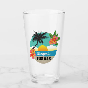 Verre Bar Tiki Tropical avec Nom Cocktail