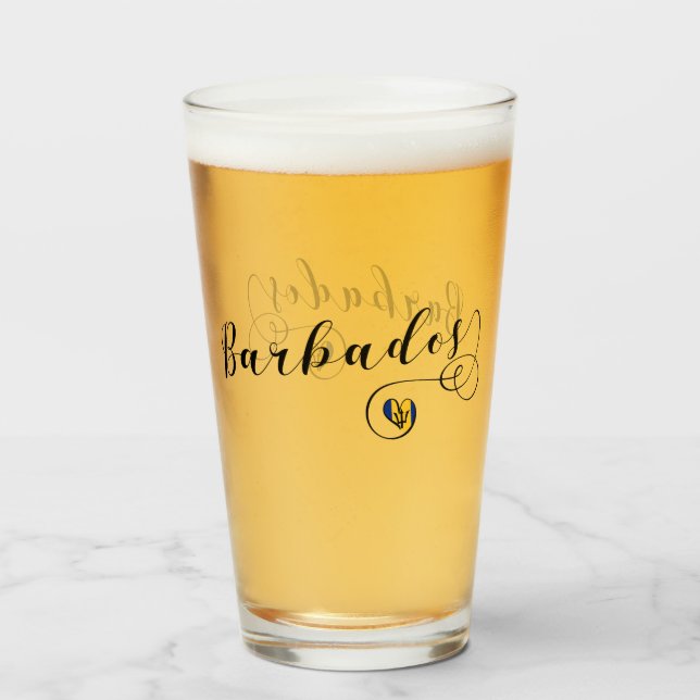 Verre Barbados Heart Flag, Barbadien (Devant (rempli))