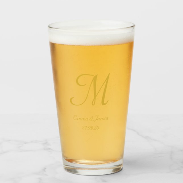 Verre Barre de nom du monogramme de script Gold personna (Devant (rempli))
