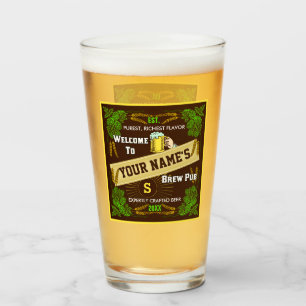 Verre Barre personnalisée d'orge d'houblon du nom   de