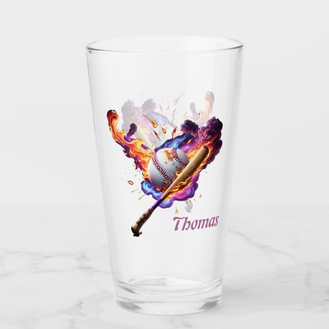 Verre Baseball en feu. (Devant)