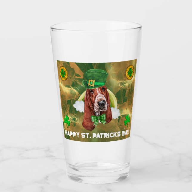 Verre Basset Hound Or Joyeux St. Patrick (Devant)