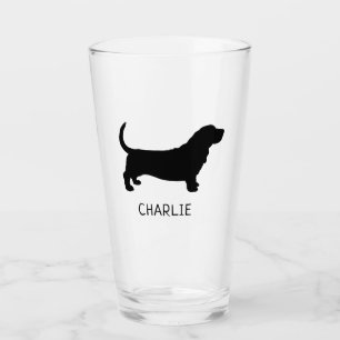 Verre Basset Hound Silhouette race de chien personnalisé