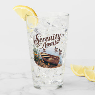 Verre Bateau du lac Serene avec oies et Fleurs sauvages