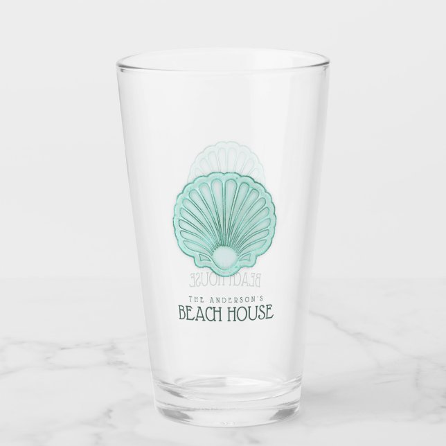 Verre Beach House Clam Shell Aqua Blue ID623 (Devant)