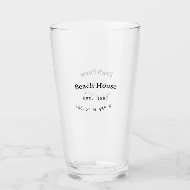 Verre Beach house et. Date année coordonnées personnalis (Devant)