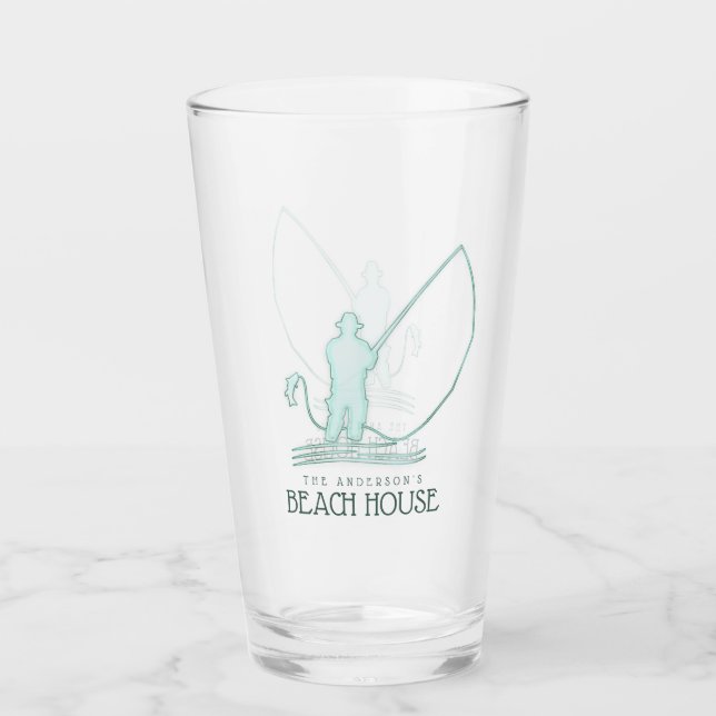 Verre Beach House Fisherman Aqua Blue ID623 (Devant)