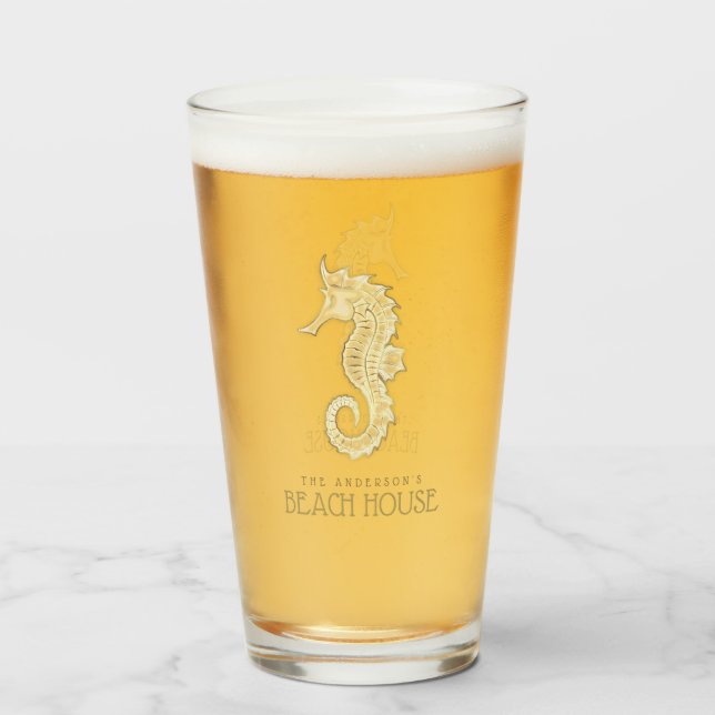 Verre Beach House Seahorse Gold ID623 (Devant (rempli))