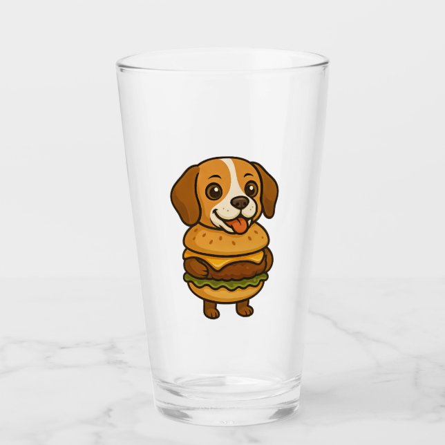 Verre Beagle drôle avec Burger Créature Mythique drôle (Devant)