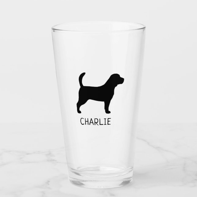 Verre Beagle Silhouette race de chien personnalisée (Devant)