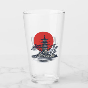 Verre Beau paysage japonais avec lever de soleil