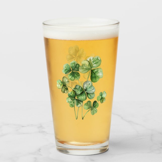 Verre Beau Shamrock d'aquarelle verte (Devant (rempli))