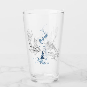 Verre Beautiful Japonais Koi Fish Swimming