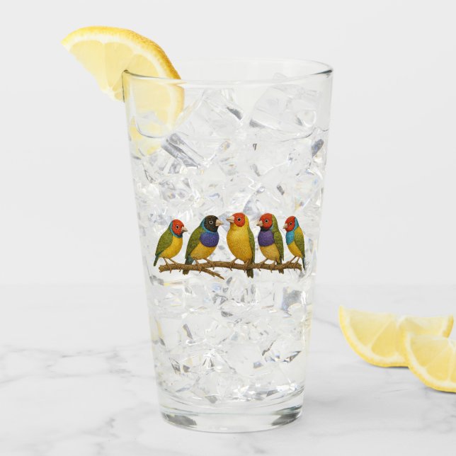 Verre Beaux oiseaux sur la branche (Devant glace)