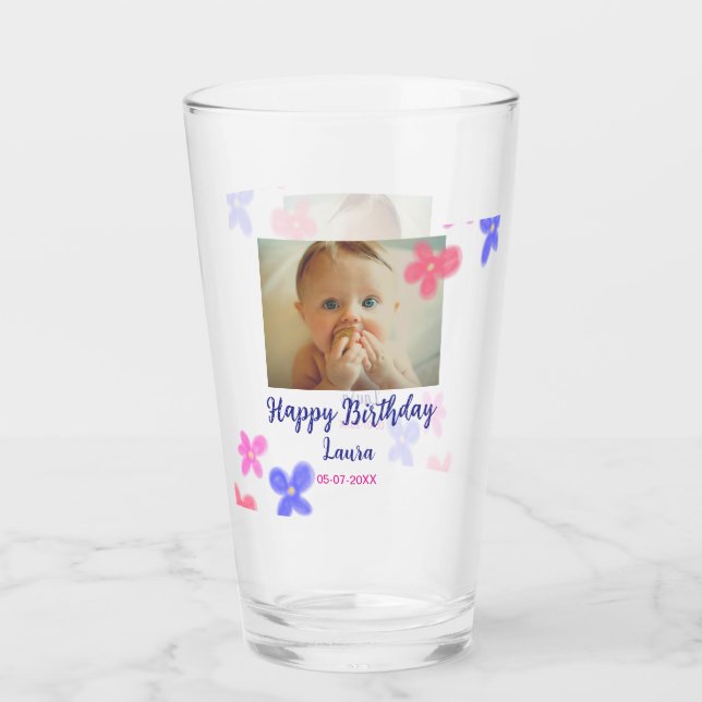 Verre Bébé enfants 1er anniversaire ajouter le nom date  (Devant)
