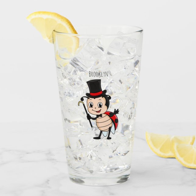 Verre Bébé mignon avec chapeau et dessin animé de cravat (Devant glace)