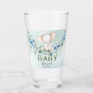 Verre Bébé mignon Eléphant Bleu Roses