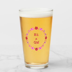 Verre Bébé rose Papillons et fleurs personnalisés
