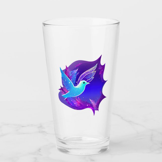 Verre Belle carte graphique de colombe bleue (Devant)