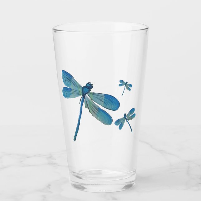 Verre Belle Dragonfly Pink Flower Art original (Devant)