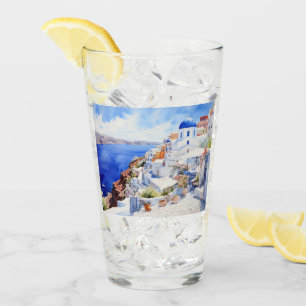 Verre Belle île Santorin, Oia voyage mug