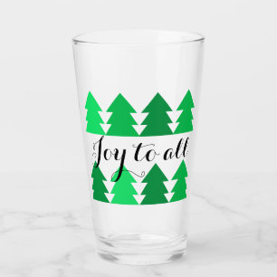 Verre Belles rangées d'arbres de Noël verts Joie à tous
