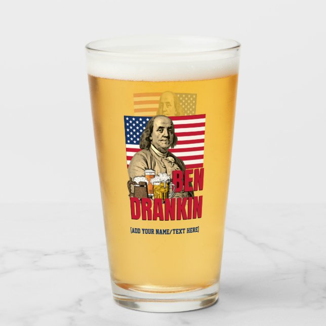 Verre BEN DRANKIN Juillet 4 Nom personnalisé (Devant (rempli))