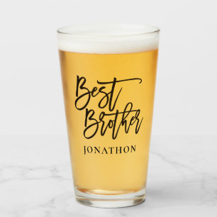 Verre Best Brother Gift Black script typographie Nom