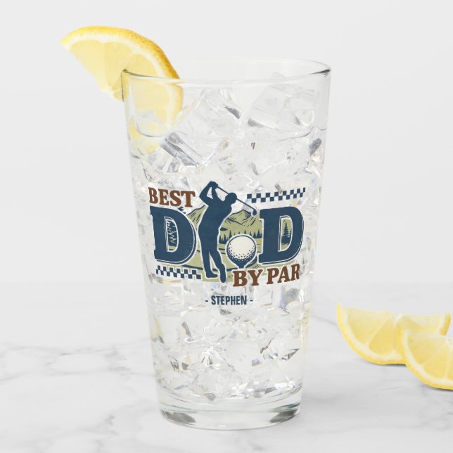 Verre Best Dad By Par - Golf Papa Silhouette Design (Devant glace)
