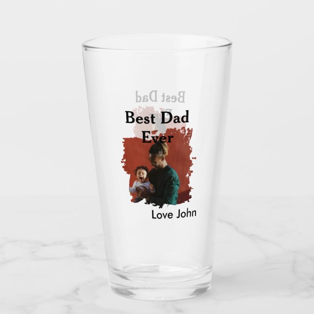 Verre Best dad ever father's dad gift photo name simple  (Devant)