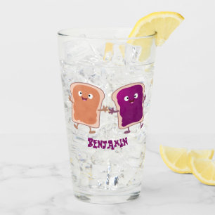 Verre Beurre d'arachide mignonne et caricature sandwich